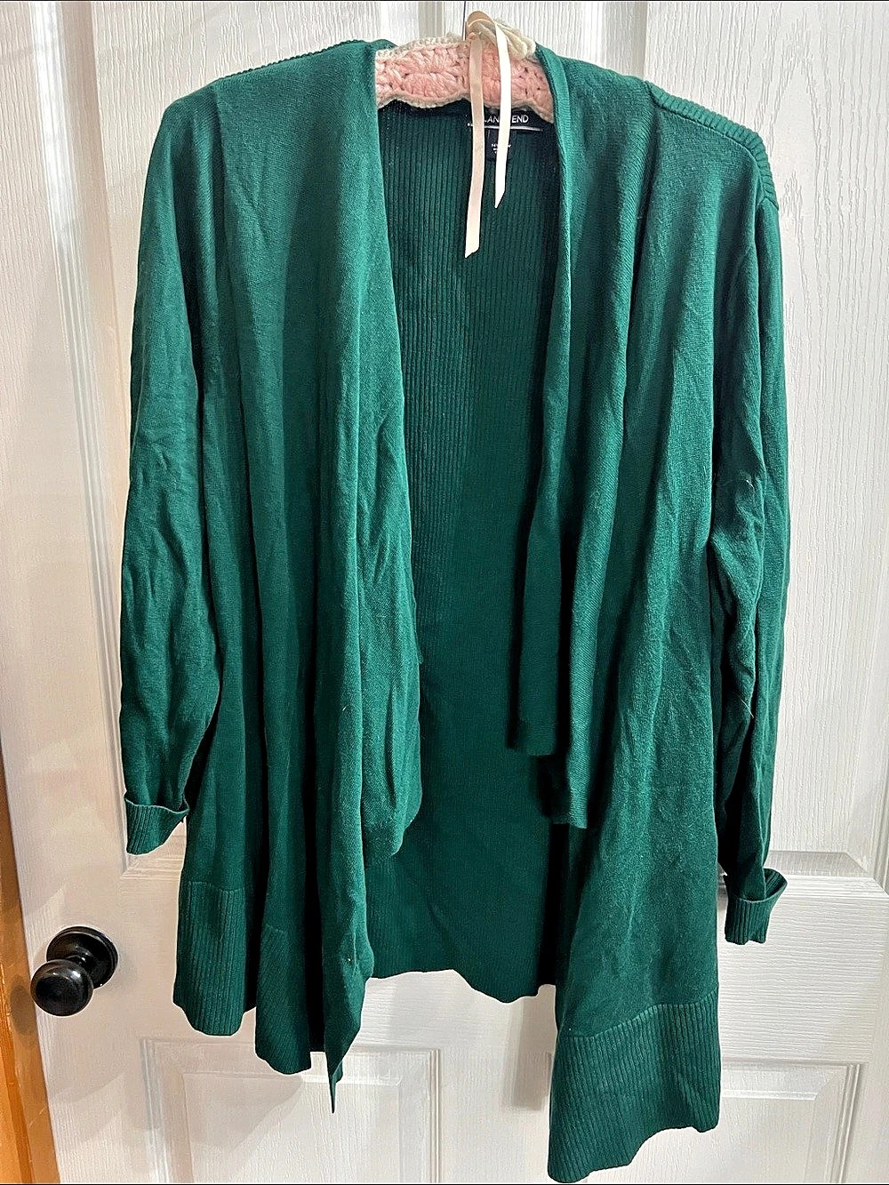 Lands' End Women's Open Front Cardigan Green 1X Like New
